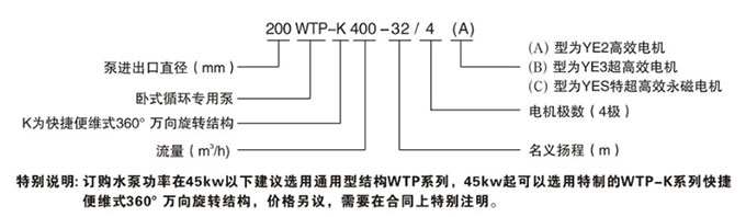 臥式節能泵型號說明圖
